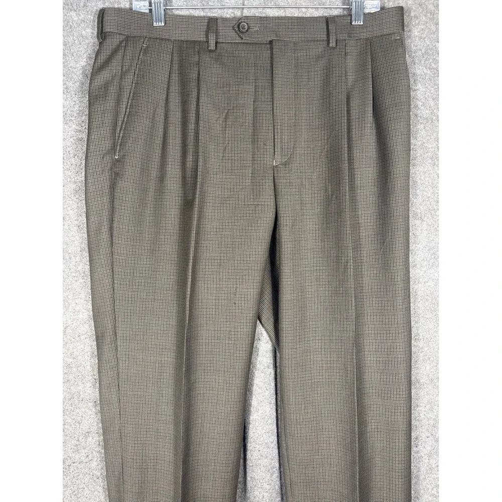 Lauren Ralph Lauren Mens Brown Wool Pleated Cuffed Dress Pants 34W 32L 490006038